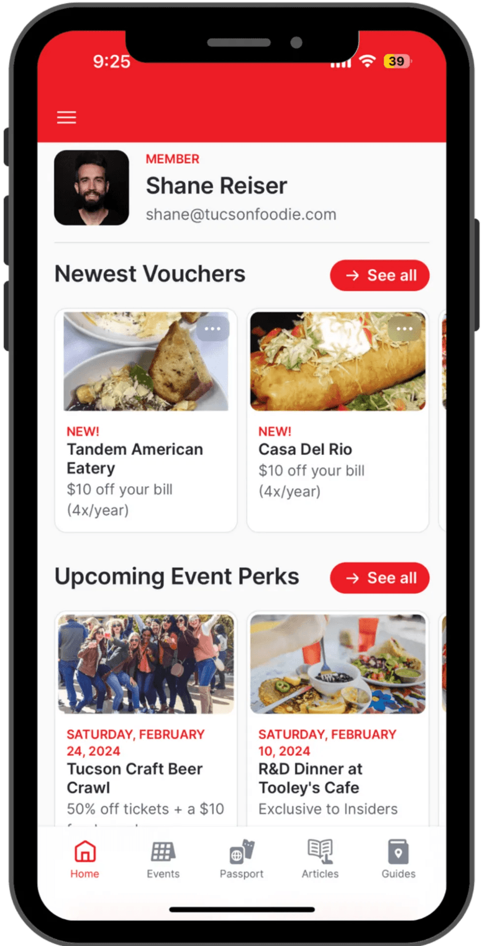 Tucson Foodie mobile app preview