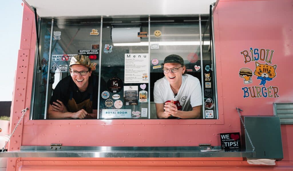 Jeff Garland and William Jacobs at Bisou Burger (Photo by Clay Lyon)