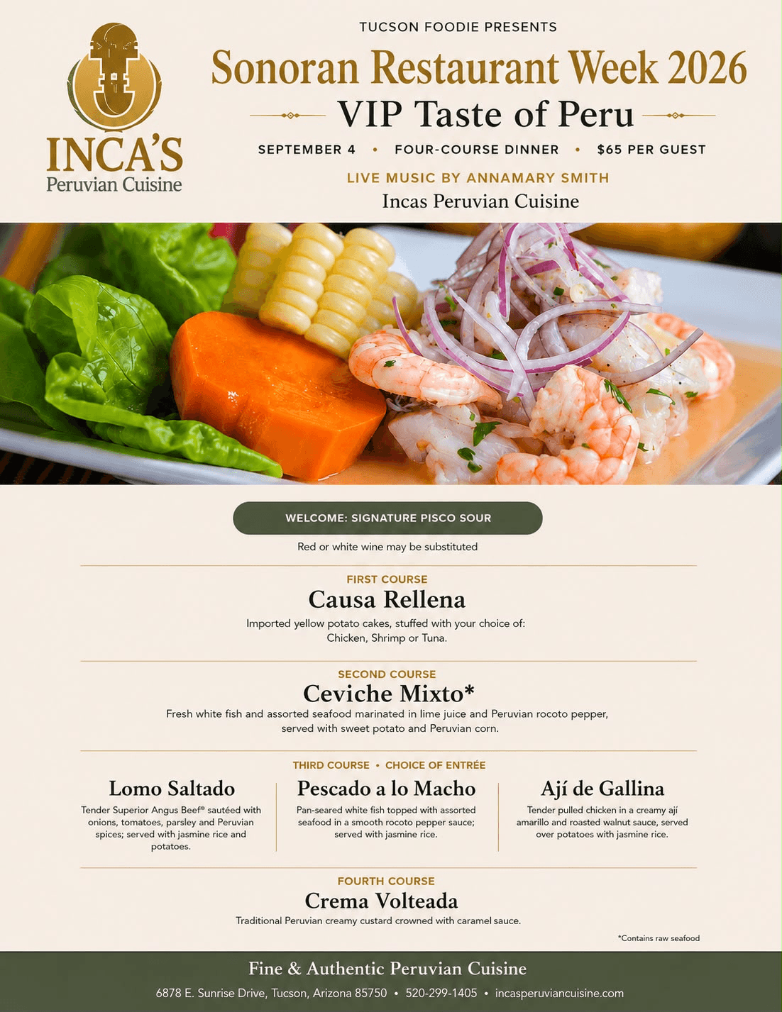 Incas special menu