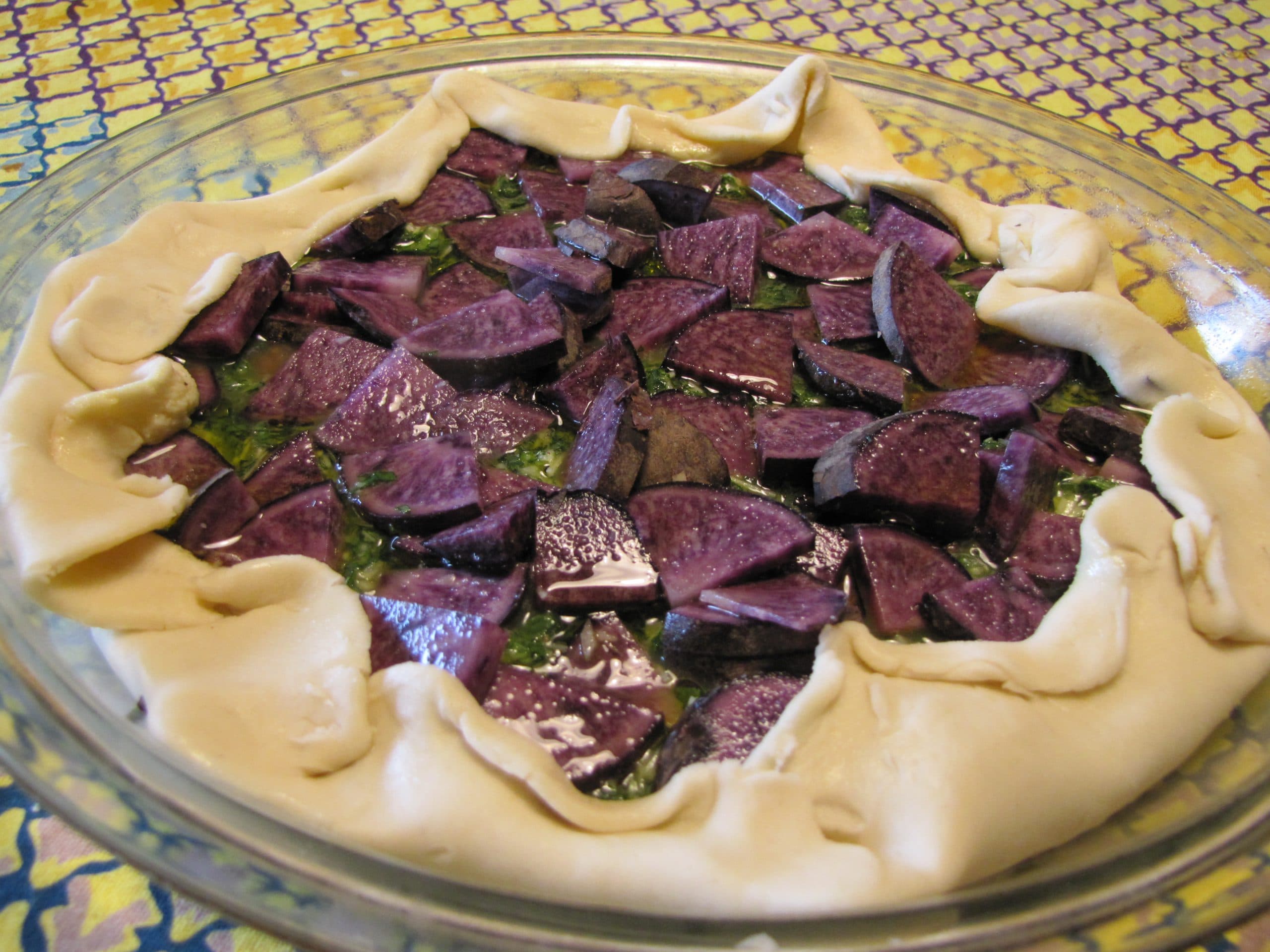 Amaranth Greens & Purple Potato Galette