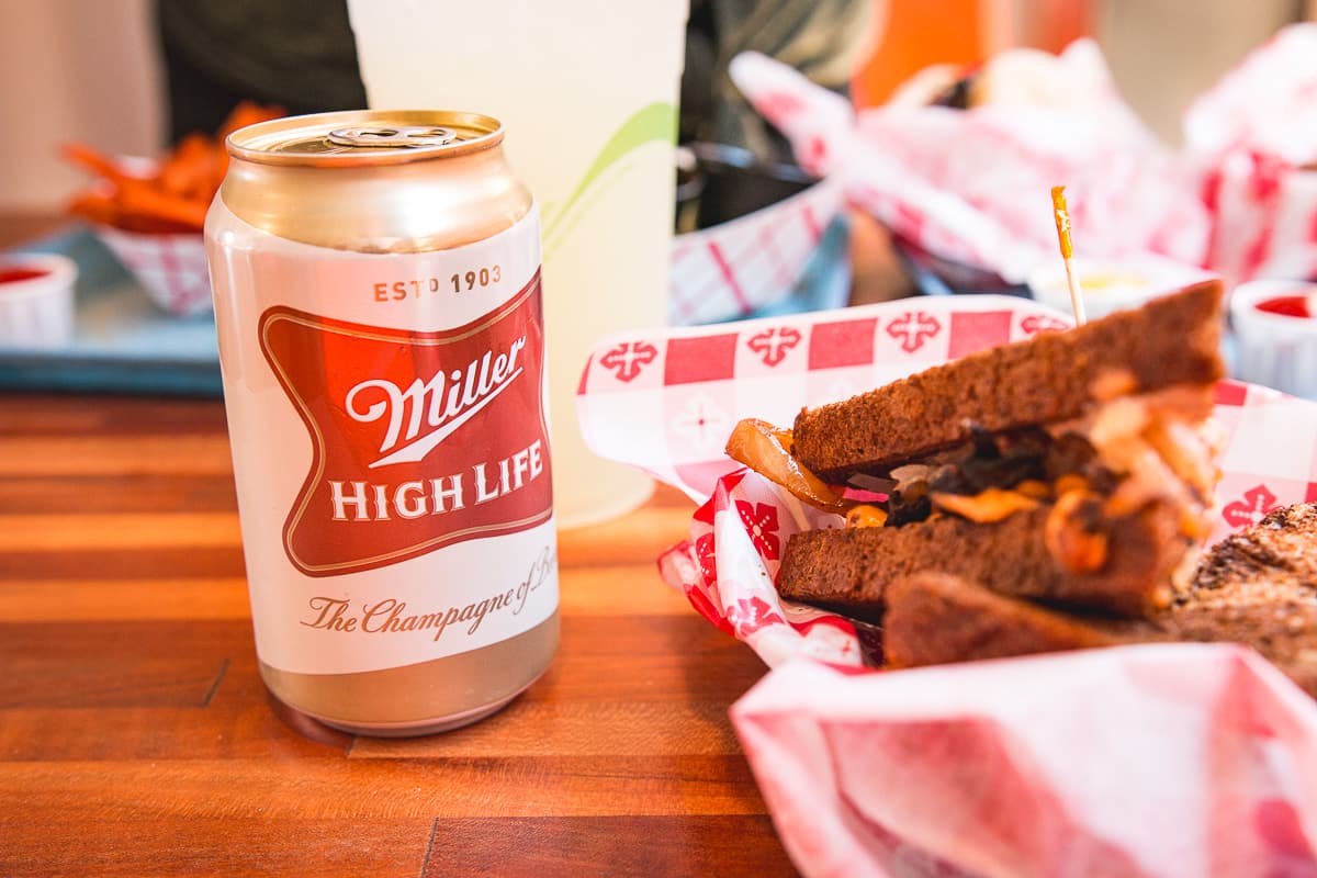 Miller High Life at Beaut Burger (Credit: Jackie Tran)