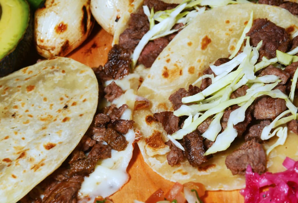 #2 Combo at BK: Carne Asada Taco and Caramelo (carne asada with melted mozzarella between two fresh hand made flour or corn tortillas).