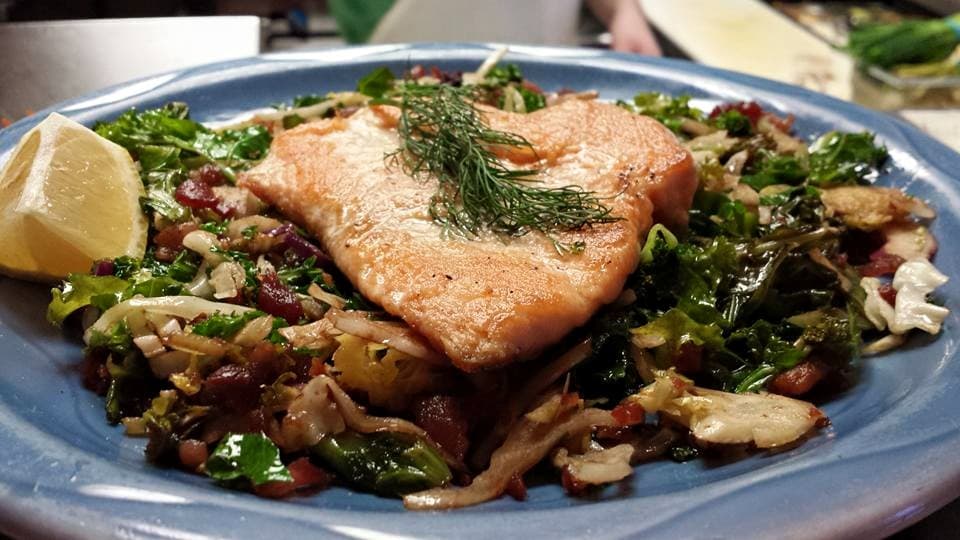 Grilled Salmon with Super Slaw at Eclectic Cafe (Credit: Eclectic Cafe)