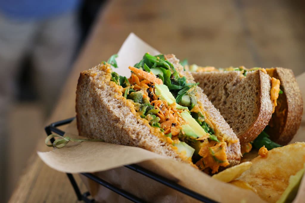 Hummus & Vegetable Sandwich at Maynards Market