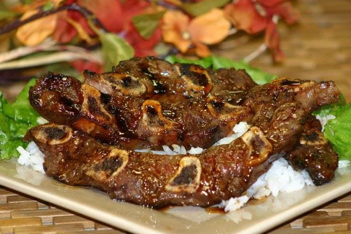 Kalbi Beef Ribs At Mamas Hawaiian Bar-B-Cue