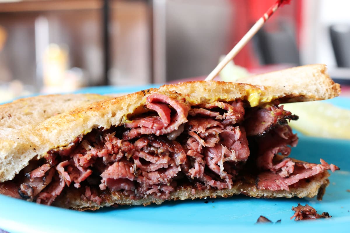 Pastrami on Rye with mustard at Tony's Italian Deli