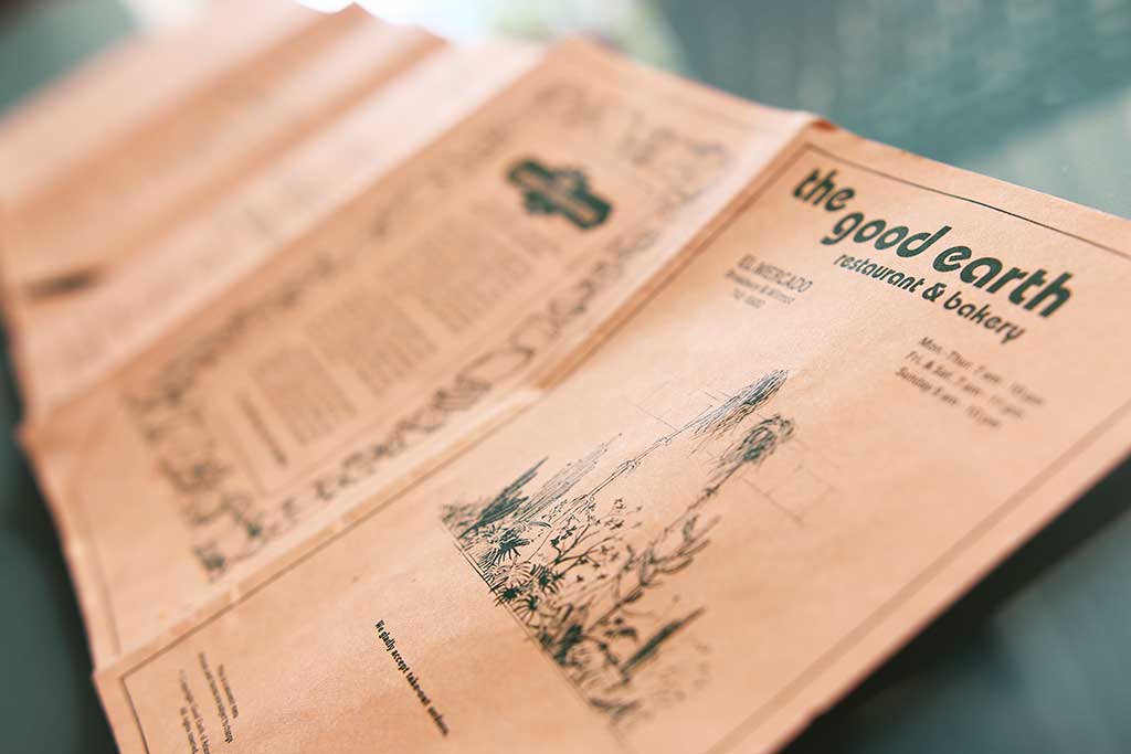Original Menu from The Good Earth