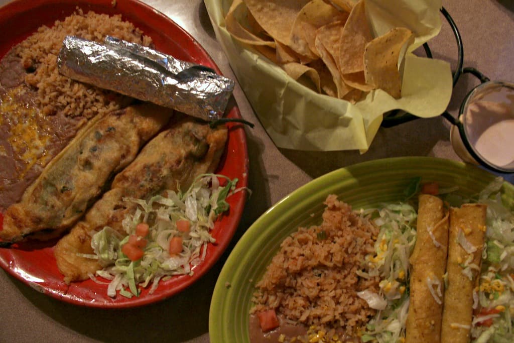 Chile Rellenos and Chicken Taquitos at Little Mexico (Credit: Gloria Knott)