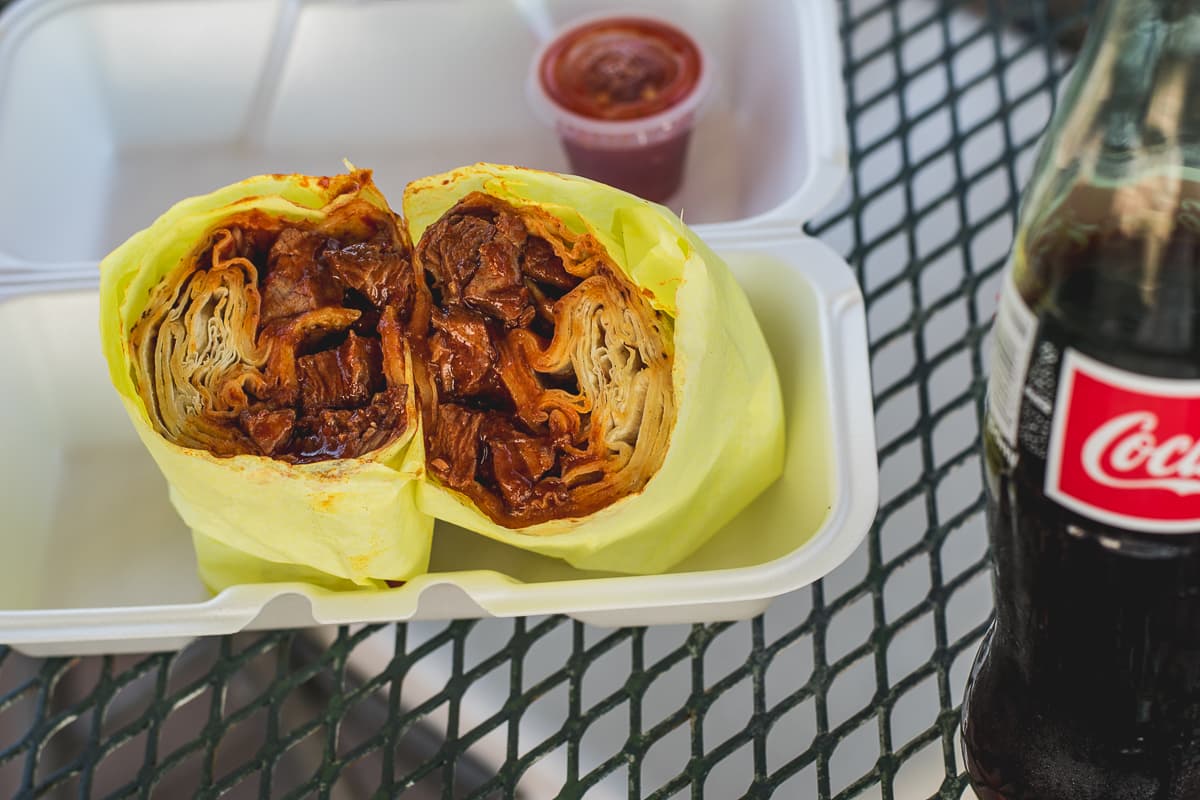 Red chile burro at Anita Street Market (Credit: Jackie Tran)