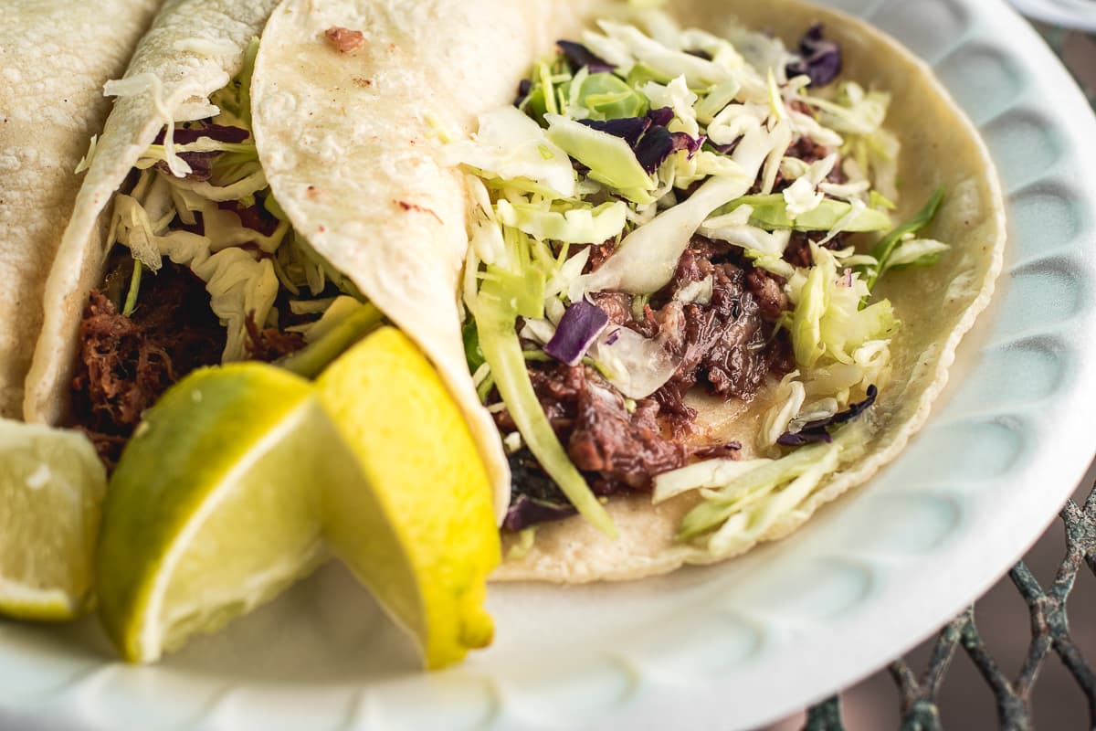 Birria, Machaca, and Cabeza Tacos at Anita Street Market (Credit: Jackie Tran)