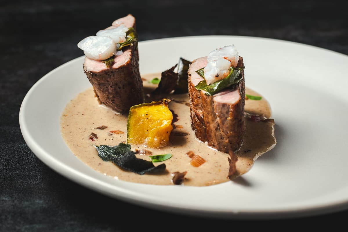 Pork tenderloin for the Art of Plating by Moody Elbarasi of the Coronet (Credit: Jackie Tran)