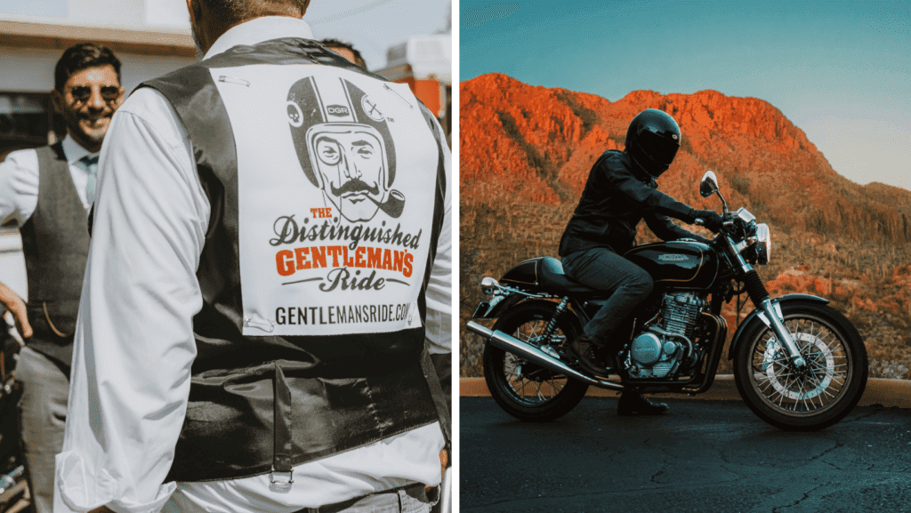 a man riding on the back of a motorcycle