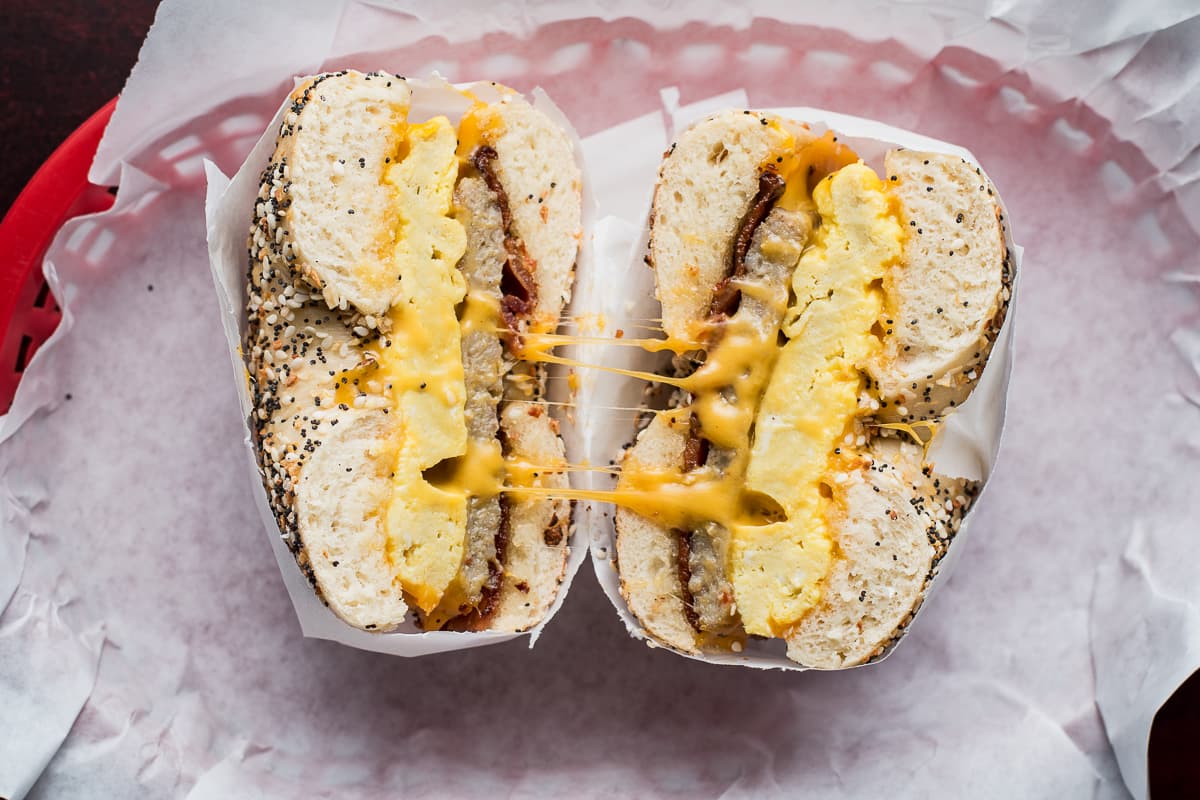 Arizona Strong Man breakfast sandwich at the Bagel Joint (Credit: Jackie Tran)