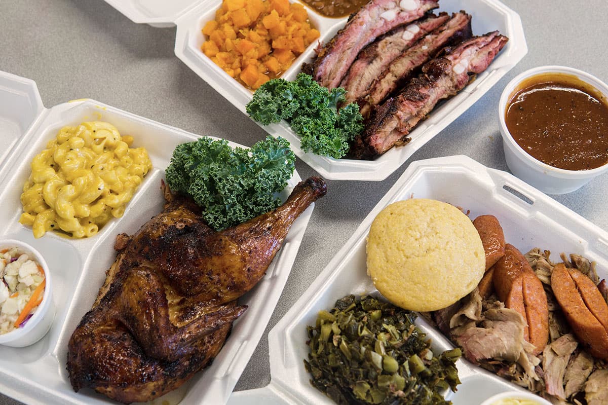 Various barbecue meats at Mr. K's Original BBQ