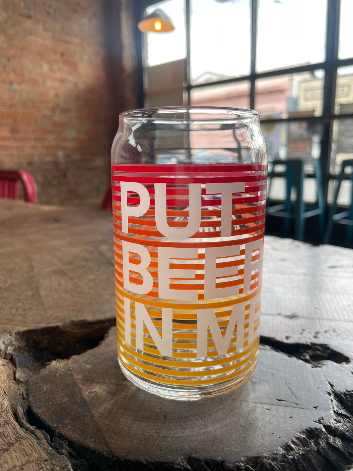 Colorful Can Glass merchandise at Tap & Bottle (photo by Jessie Mance)