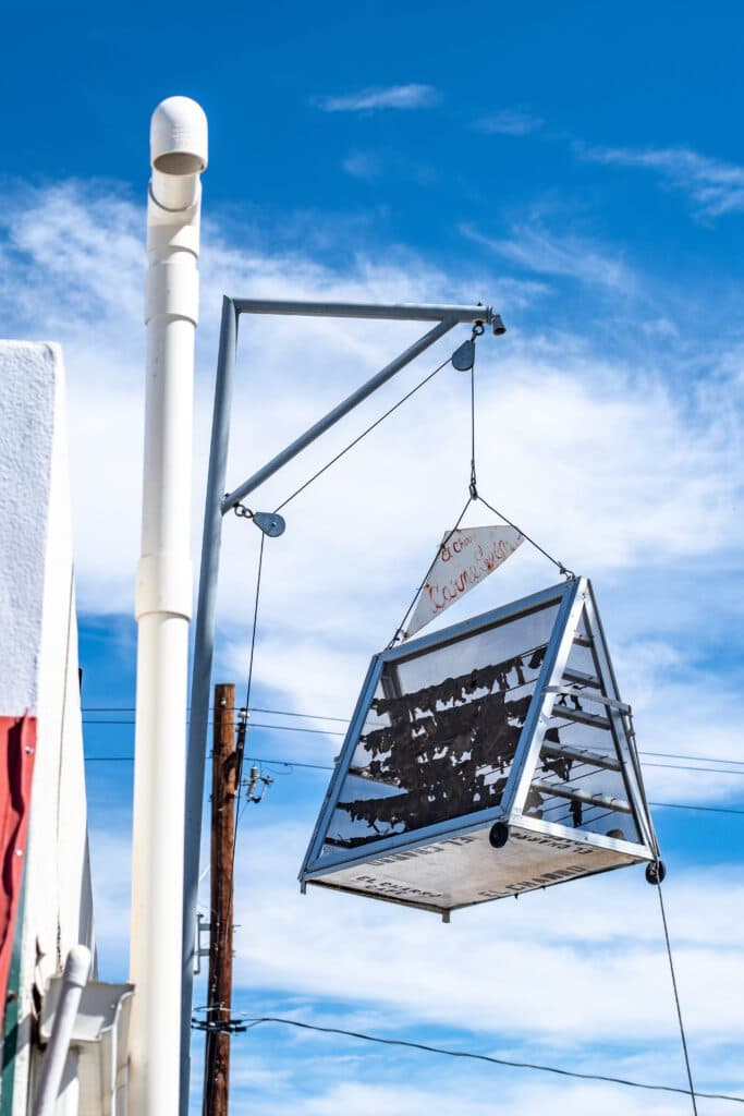 Cages where beef dries in the sun to become carne seca at El Charro Cafe (Photo by Jackie Tran)