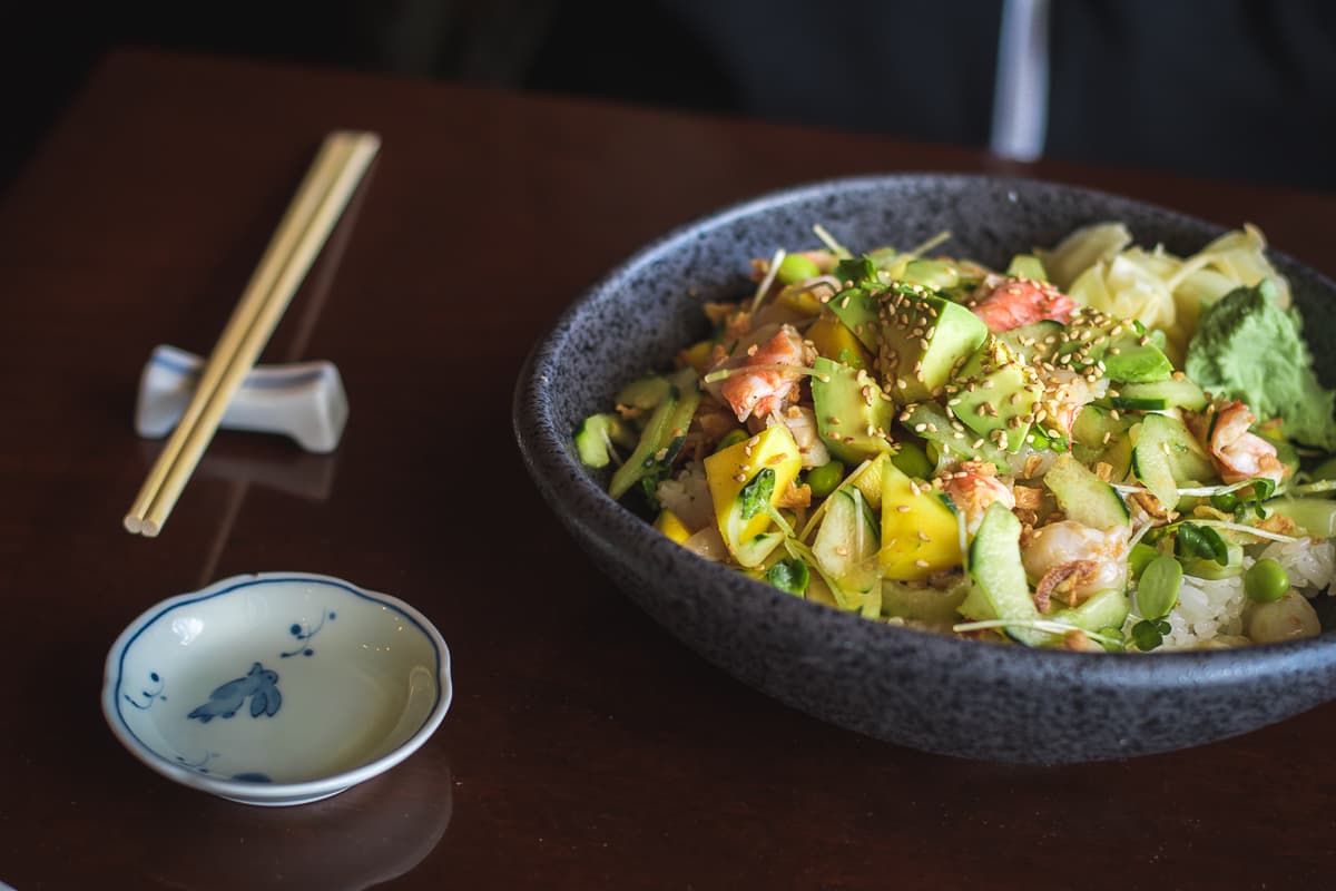 Black Garlic Shrimp Poke Bowl at Yoshimatsu (Credit: Jackie Tran)