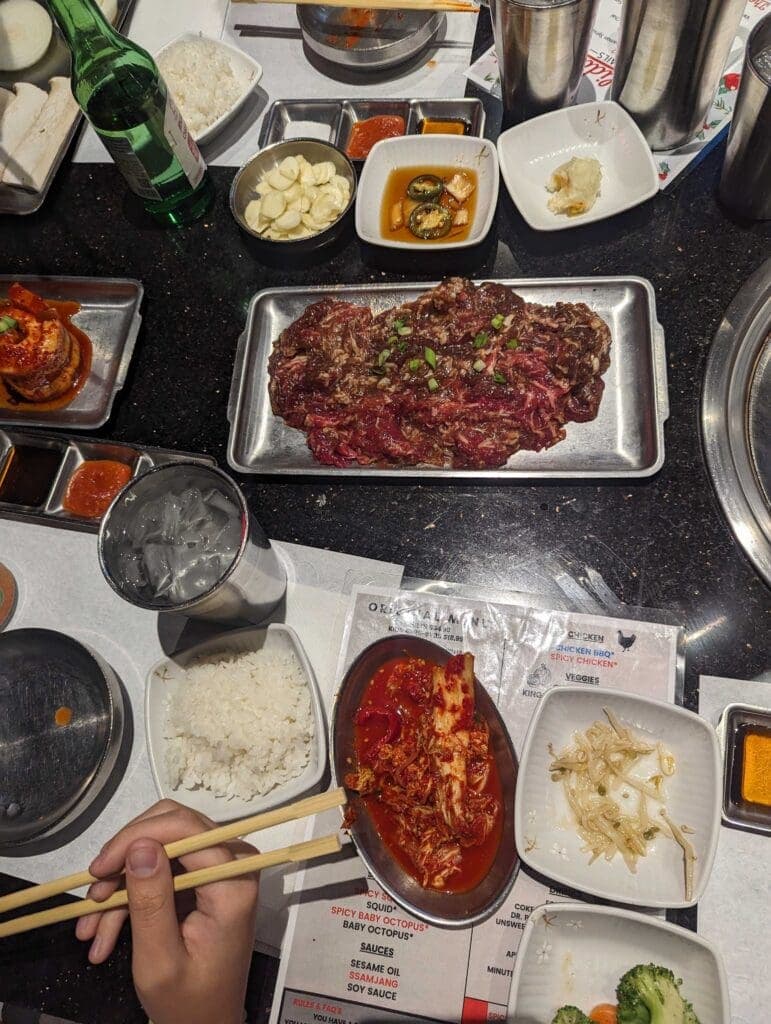 a bunch of different types of food on a table