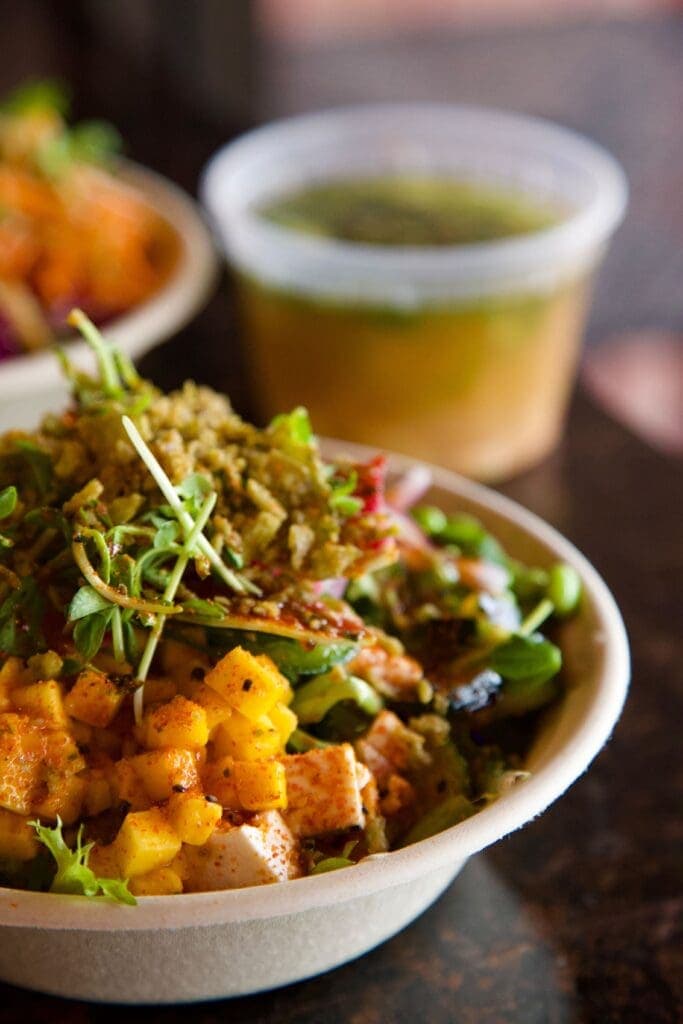 a close up of a bowl of food
