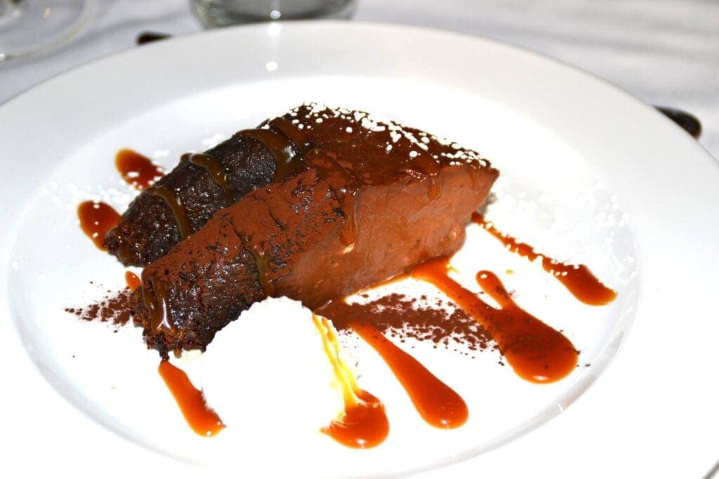 a piece of chocolate cake on a plate