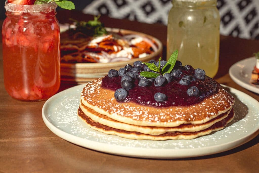 Blueberry pancakes at RealGood Brunch Co. (Photo by Jackie Tran)