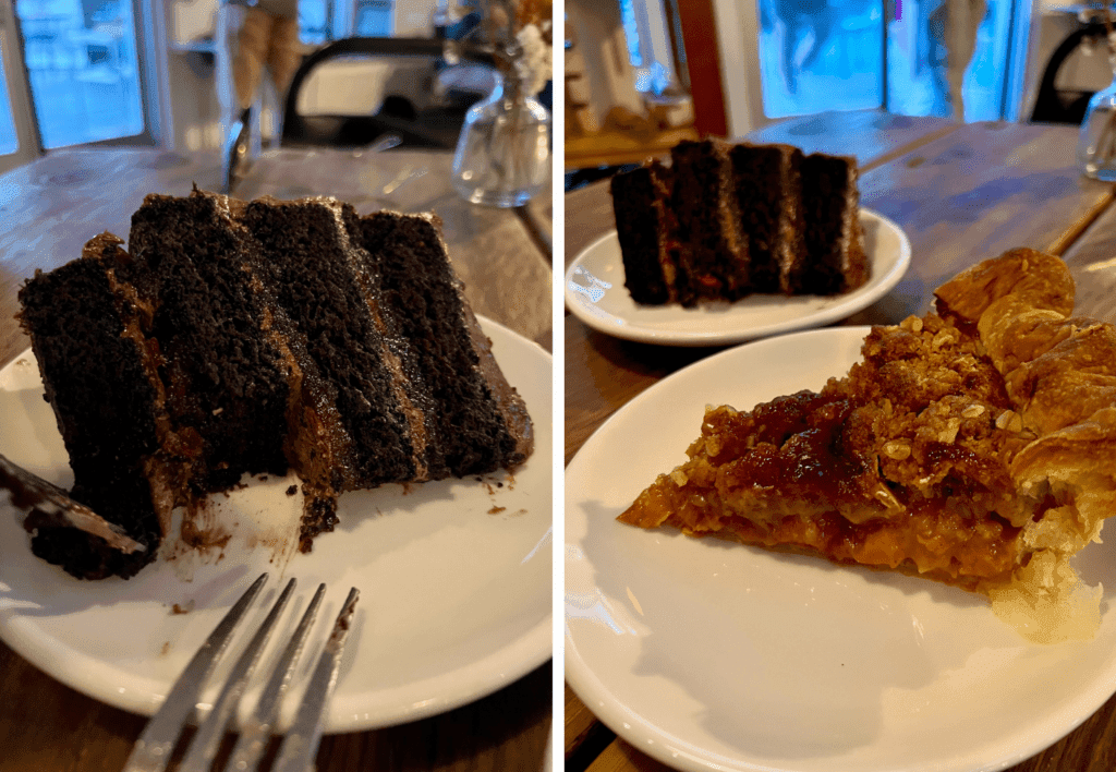 a piece of chocolate cake on a plate