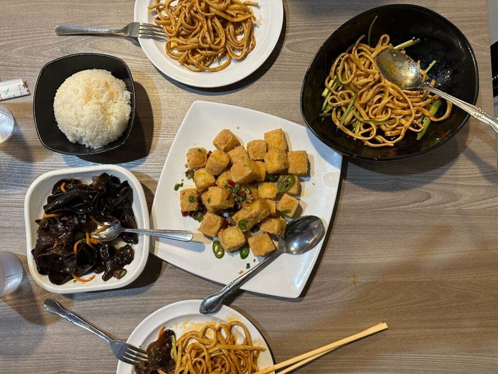 a plate of food on a table