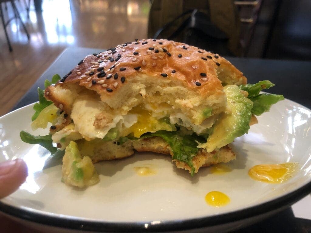 a close up of a sandwich on a plate