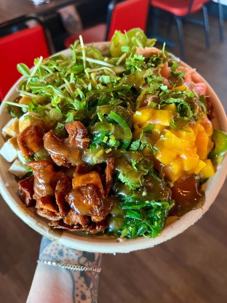 a plate of food with broccoli