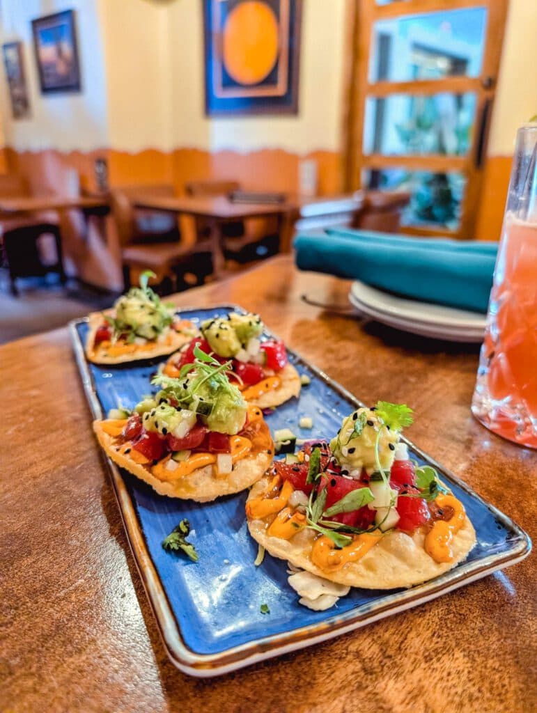 Ahi Tuna Poke Tostadas at Terraza Garden Patio & Lounge at Hacienda Del Sol Guest Ranch Resort (Photo by Addie Ibarra)