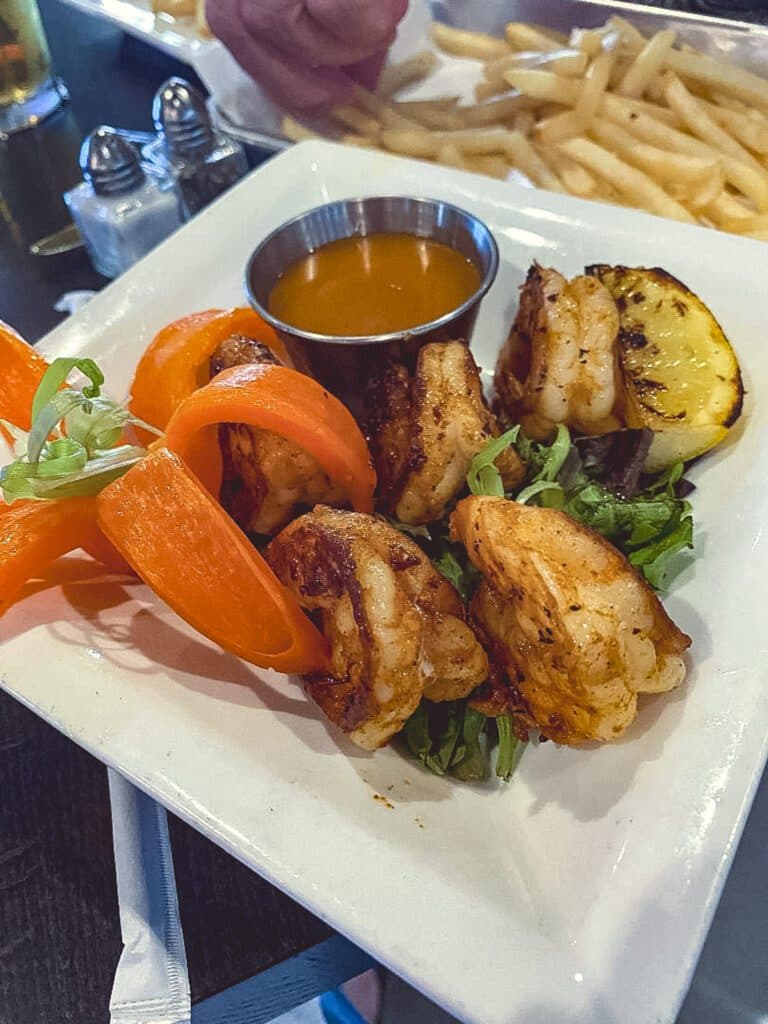 Blackened Colossal Shrimp at The District Bites and Brew (Photo by Rita Connelly)
