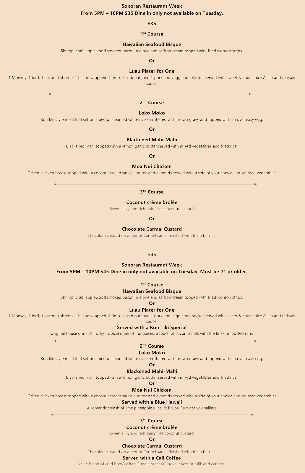 Thoughtfully curated Bacio menu at Sonoran restaurant week