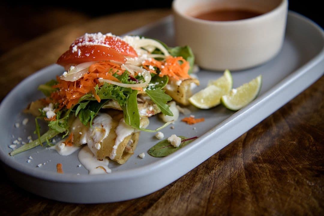 Sonora Style Tacos Dorados (Photo courtesy of Borderland Brewing Company)