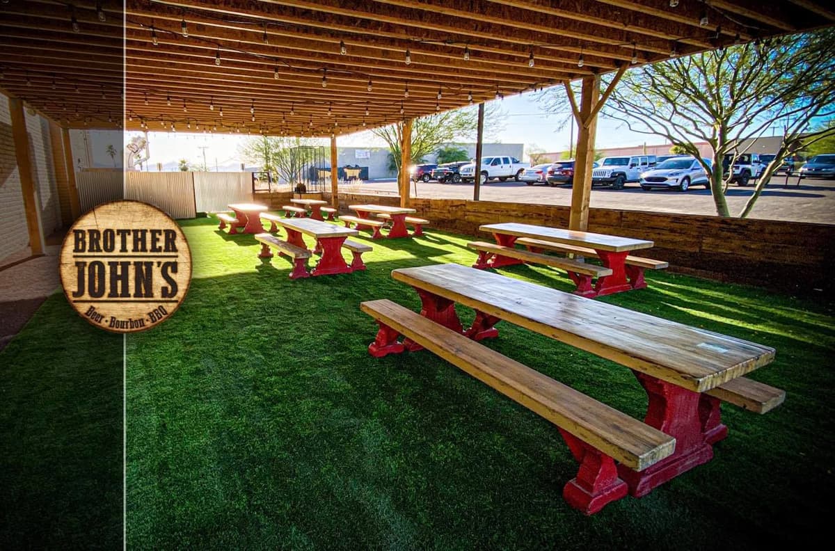 Beer garden at Brother John's Beer, Bourbon & BBQ (Photo courtesy of Brother John's Beer, Bourbon & BBQ)