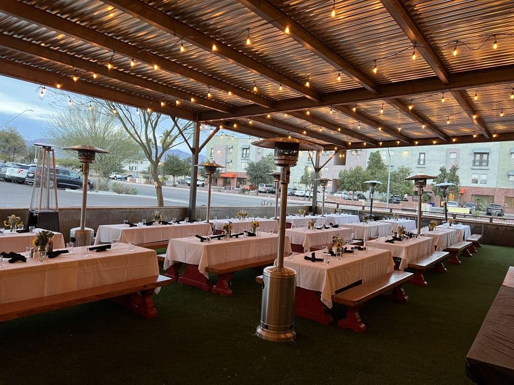 a picture of a restaurant patio