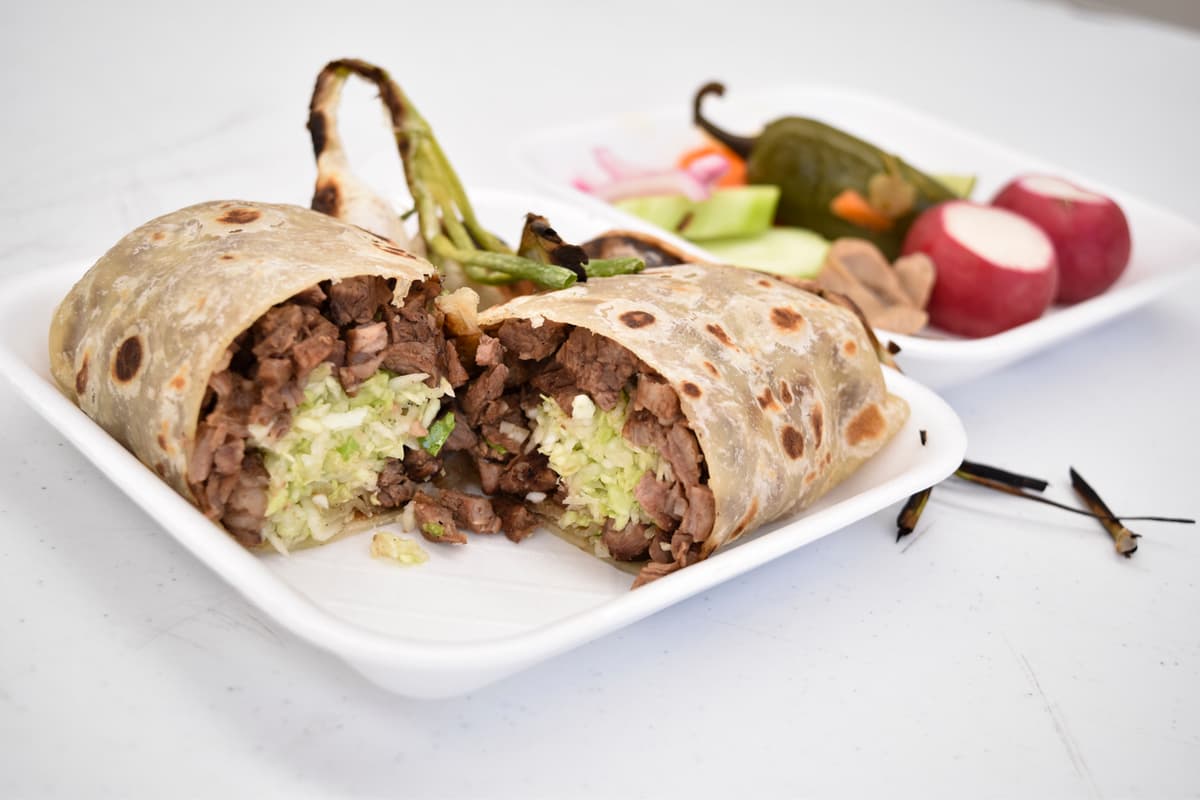 Carne asada burrito at Aqui Con El Nene