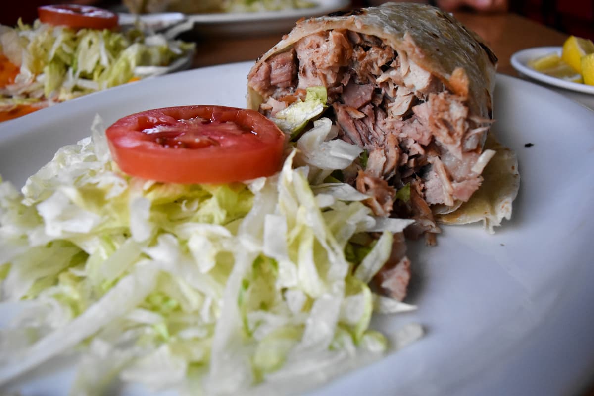 Carnitas burro at El Indio Restaurant