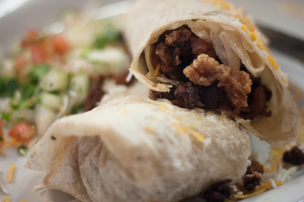Chicharron burrito at El Sur