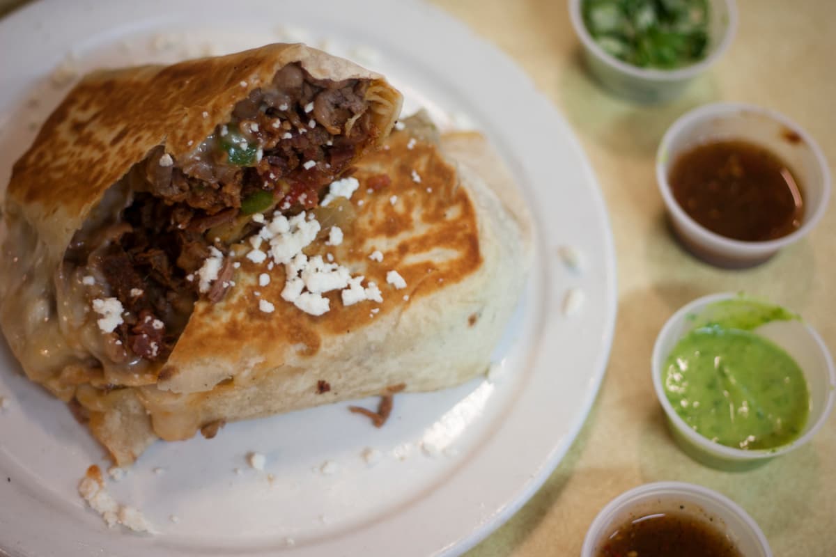 Birria burrito Francisco's style at Francisco's De La Noche