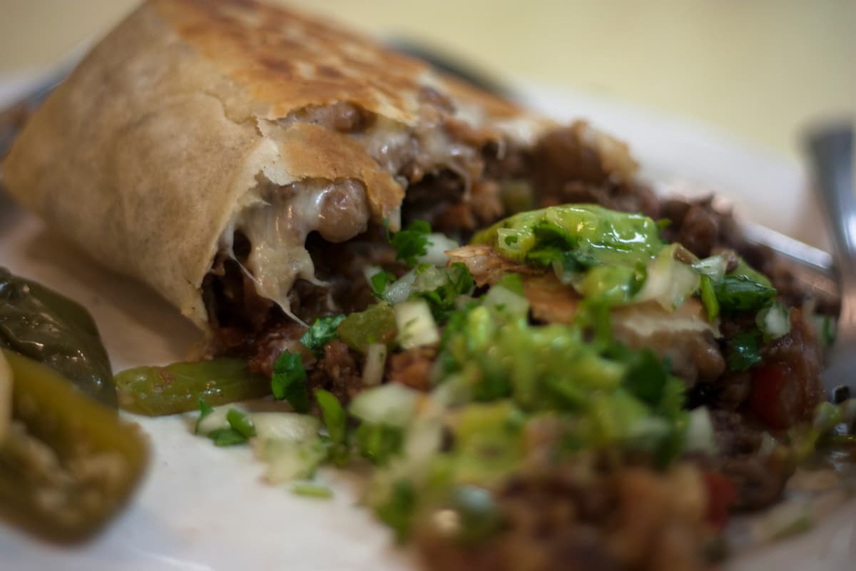 Carne asada burrito Francisco's style at Francisco's De La Noche