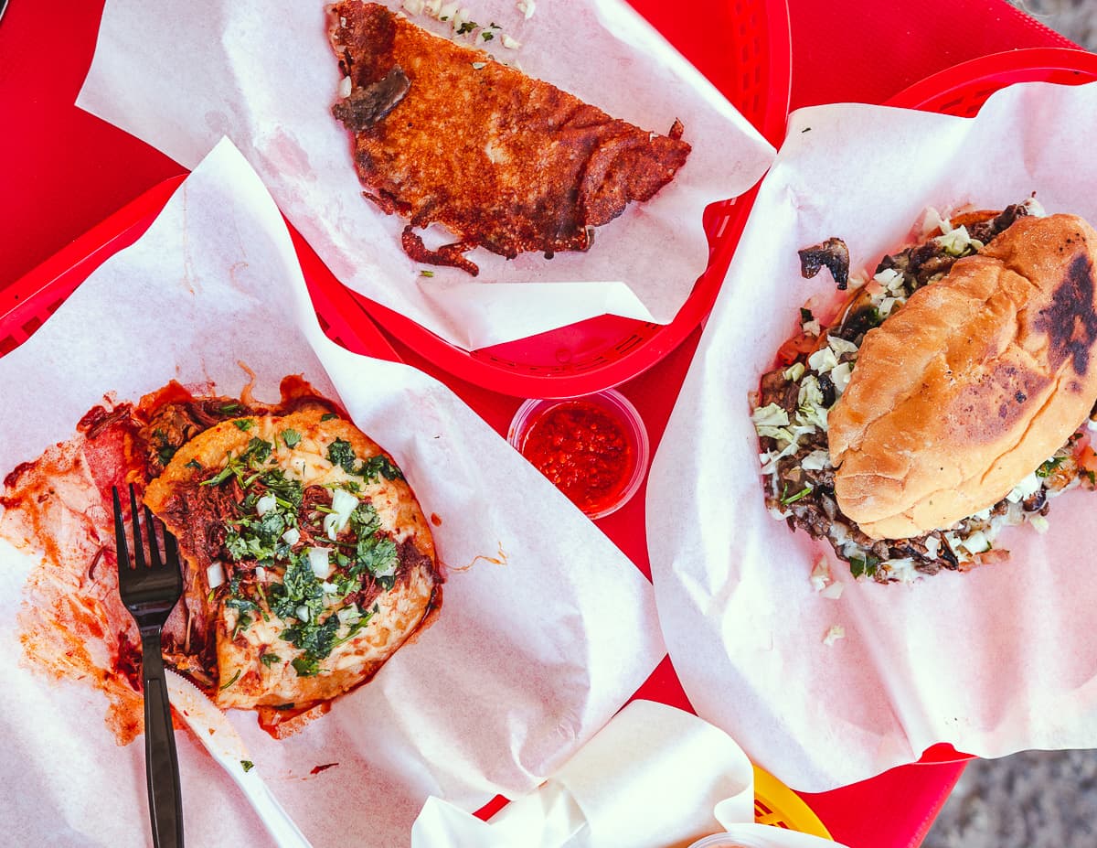 La Frida, El Sicodelico, and Cachanilla Torta at Ensenada Street Food (Credit: Jackie Tran)