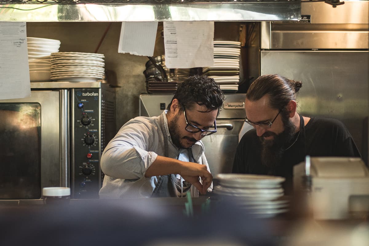 Executive chef Moody Elbarasi and chef de cuisine Chris McClain at the Coronet (Credit: Jackie Tran)