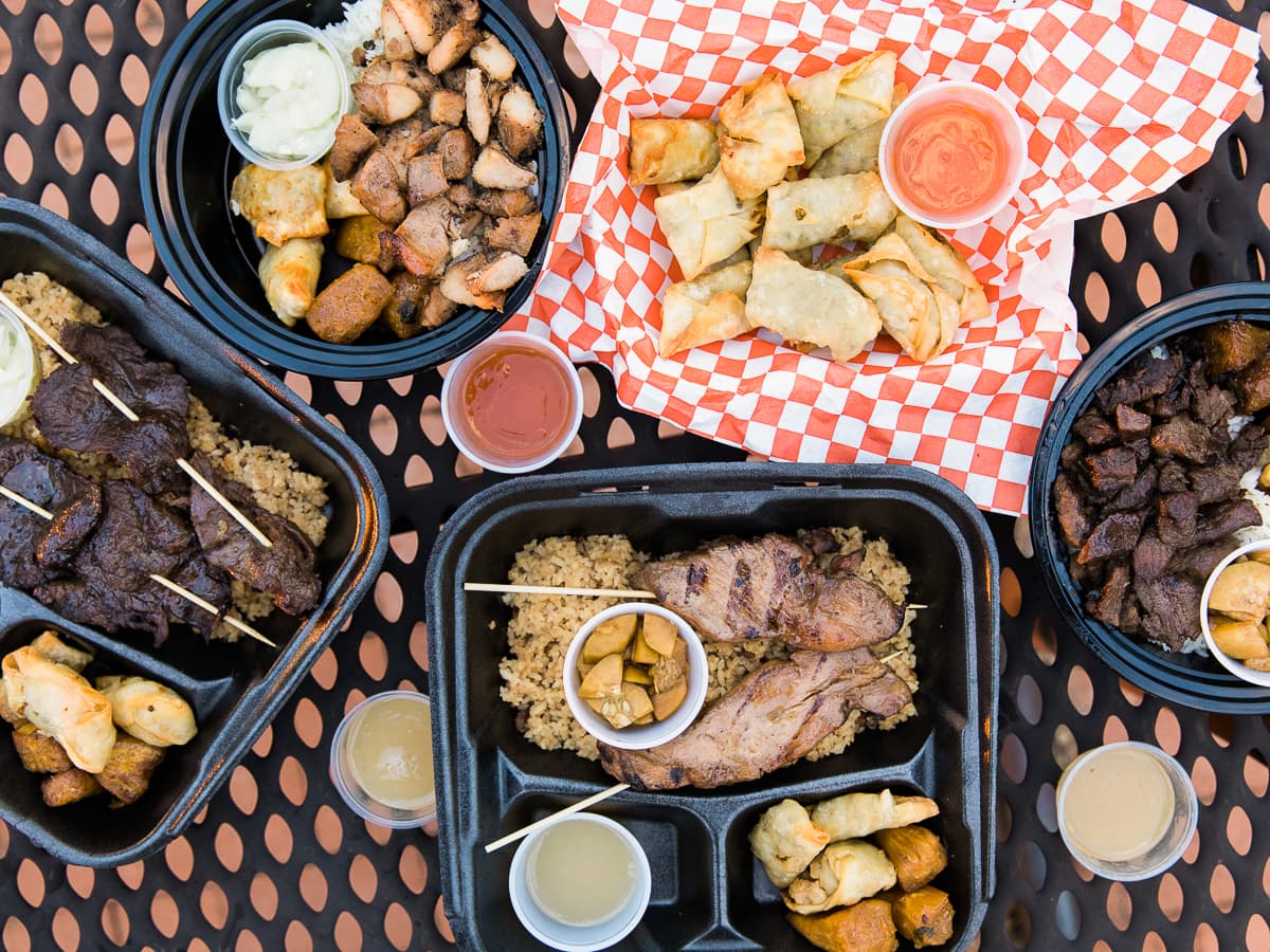 Assorted items from Choy Boy Korean BBQ on a Stick (Credit: Taylor Noel Photography)