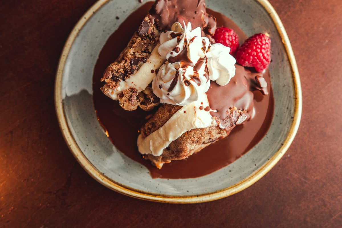 Vanilla Ice Cream Cookie Sandwich with a Chocolate Shell at Copper Rock Craft Eatery (Credit: Jackie Tran)