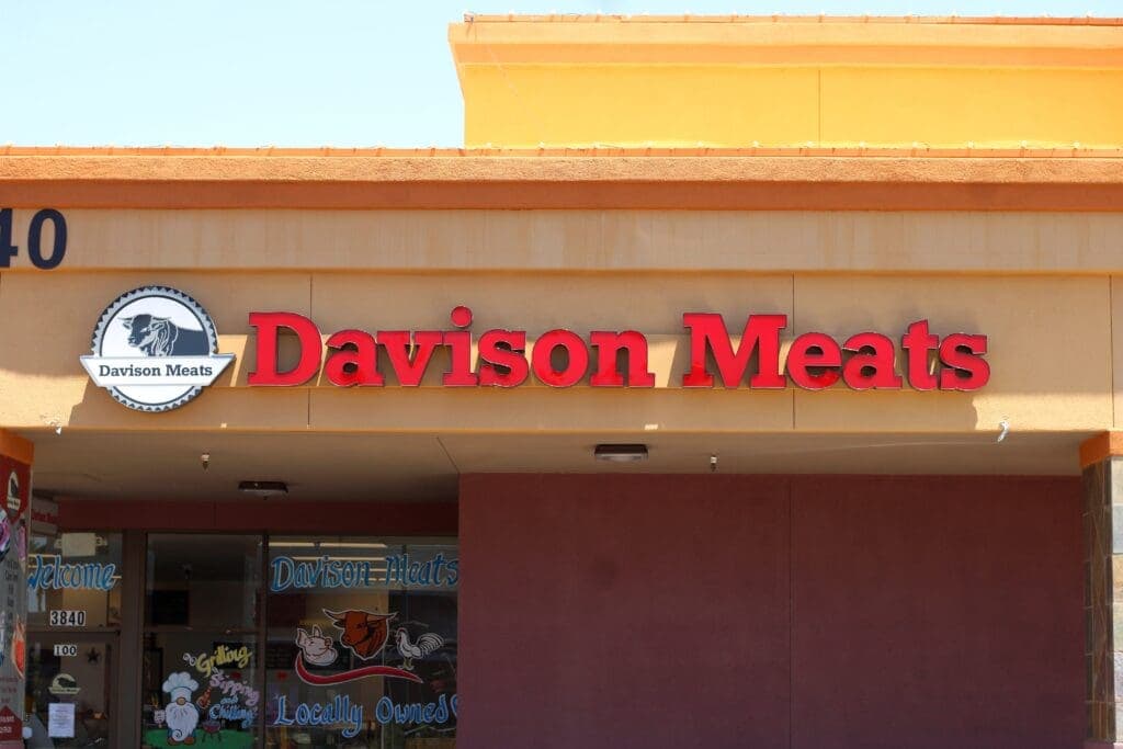 a sign above a store