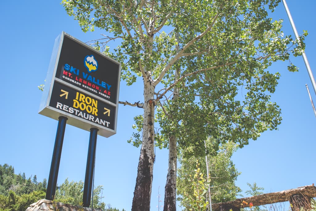 Sign for Ski Valley and Iron Door Restaurant (Credit: Jackie Tran)