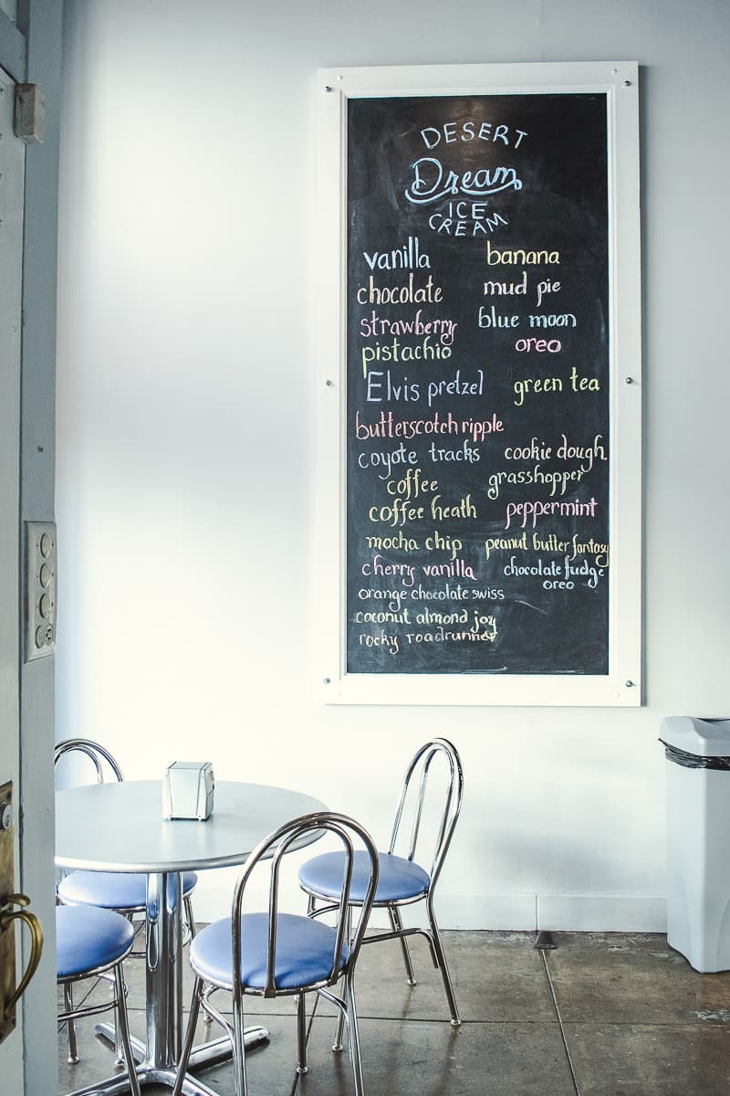 Blackboard at Desert Dream Ice Creamery (Credit: Jackie Tran)