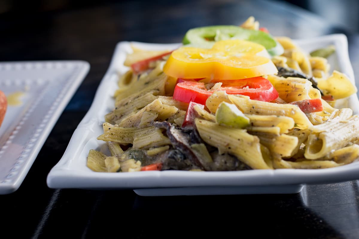 Gluten-free vegan Rasta Pasta at Desert Island Eatery (Credit: Jackie Tran)