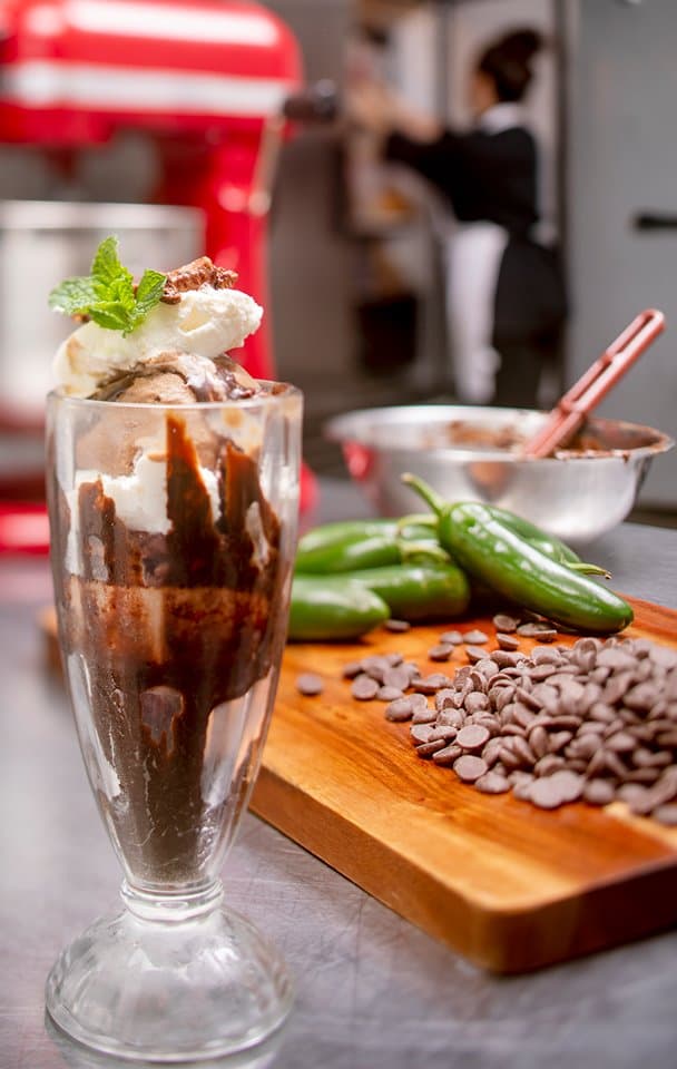 Dark Chocolate Jalapeño Ice Cream Sundae at DOWNTOWN Kitchen + Cocktails