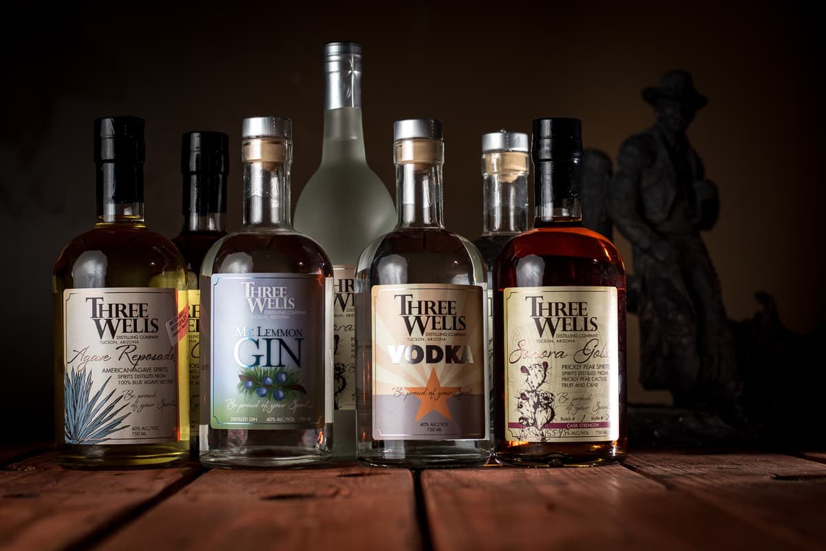 Spirit selection at Three Wells Distilling Company (Credit: Jackie Tran)